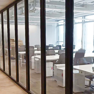 <strong>Modular</strong> Double Single Glazed Office Cabin Frame Stainless Steel Metal Curved Soundproof Frosted Glass <strong>Partition</strong> Wall <strong>System</strong> - Product Image 6
