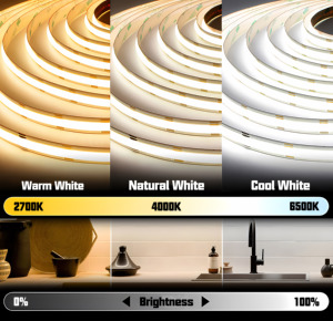 デュアルホワイトコブCCTLEDストリップライト2700Kから6000K調光可能608 Leds/MフレキシブルRa90アドレス指定可能なDc24Vフォブ<span class=keywords><strong>LED</strong></span>リニアライト