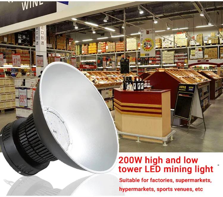 Lampu gantung Led, lampu gantung, cahaya gudang tinggi dan rendah 200w 300w untuk bengkel pabrik
