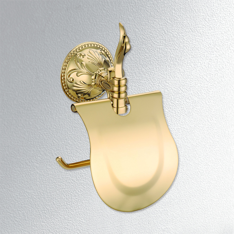 brushed gold Toilet paper rack with cover