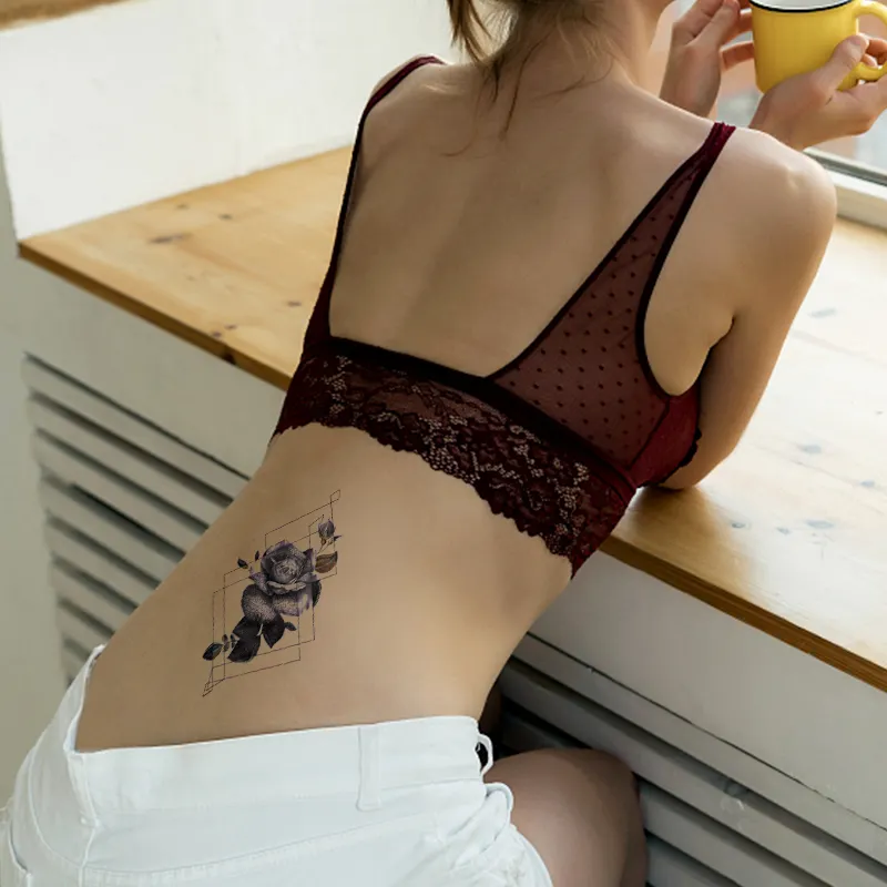 Design impermeável corpo temporário tatuagem etiqueta henna geométrica sexy tatuagem etiqueta