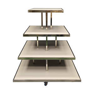 Supermarket Four-Story Metal Revolving Shelf Floor-to-Ceiling <strong>Display</strong> Rack 4-layer square Flow <strong>Table</strong> - Product Image 1