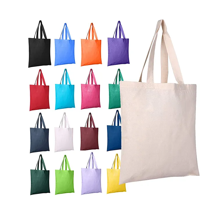 high quality New Style Custom Printed Logo Blank Double Pocket Canvas Cotton Shopping Bag Canvas Tote Bags