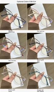 New hợp thời trang Cat Eye của phụ nữ kim loại kim cương trang trí kính phẳng thời trang thay đổi màu sắc chống màu xanh cho phụ nữ của Kính mắt khung - Product Image 2