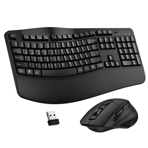 Wave Keys 2.4G Wireless <strong>Keyboard</strong> <strong>Mouse</strong> Combo 104 Keys Comfortable Natural Typing Ergonomics PC <strong>Computer</strong> Office <strong>Keyboard</strong> <strong>Mouse</strong>