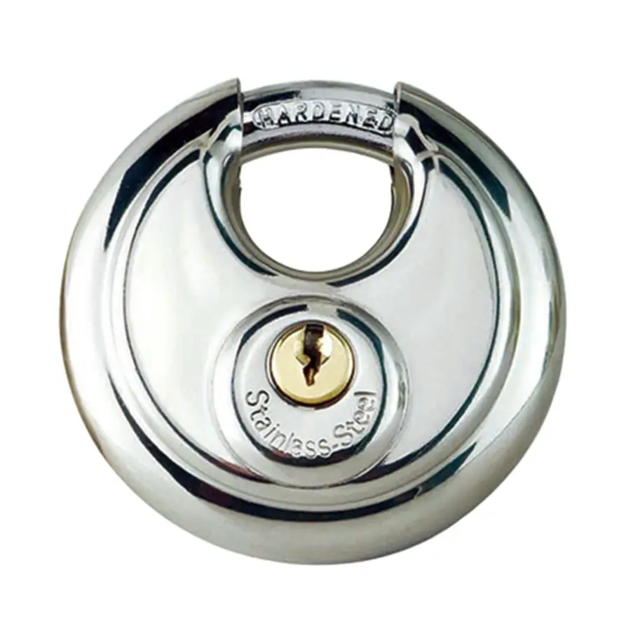 Candado con llave de disco de acero inoxidable, 2 llaves, resistentes, a prueba de polvo, con grillete de acero endurecido para interior/exterior