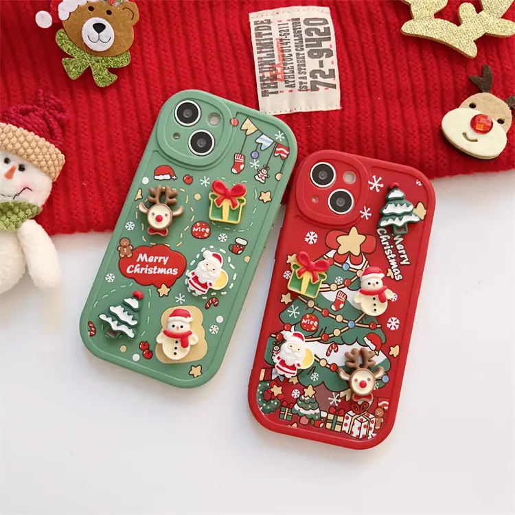 Kunden spezifisches Weihnachts thema 3D TPU Handy hülle für iPhone 11 12 13 14 15 plus/pro/pro max