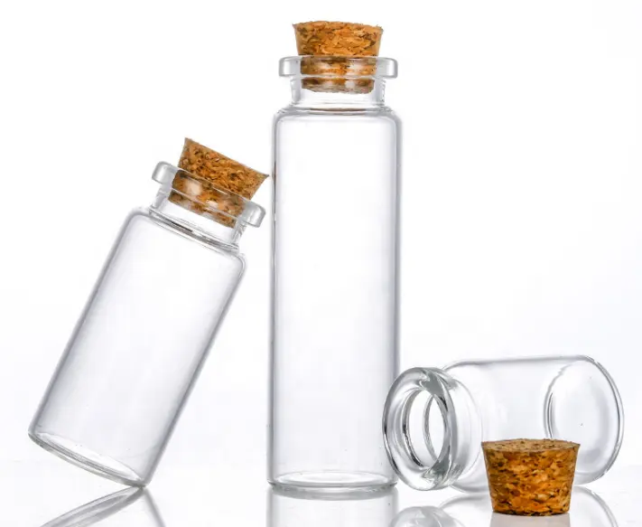Botella de vidrio vacía con tapón de corcho, tarro de embalaje de sal marina de 1oz, 3oz, 30ml, 90ml, caramelo cuadrado, 3g, 5g