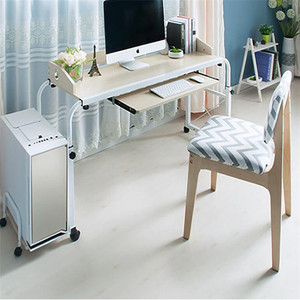 Mobile Height Adjustable Overbed <strong>Table</strong> Laptop <strong>Table</strong> Cart with Wheel <strong>Computer</strong> Desk <strong>Rolling</strong> <strong>Table</strong> for Medical Hospital Home Wood - Product Image 3