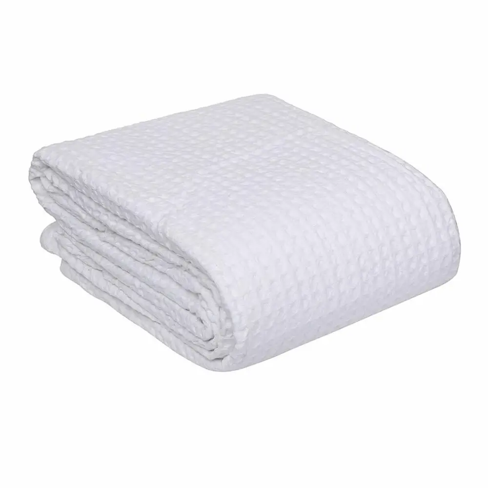 Wholesale Queen Size White 100% Cotton Waffle Weave Thermal Blanket For All Season