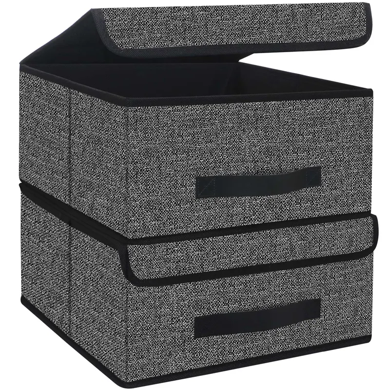 Foldable Storage Bins Box Wardrobe Clothes Blanket Bed Sheet Organizer Organizer With Lids 2 Pack