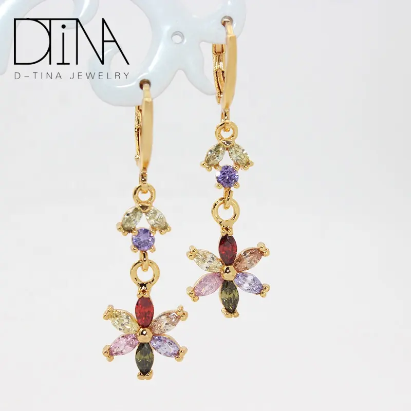 DTINA-pendientes colgantes de circón de Color, forma Hexagonal, hechos a mano, para mujeres