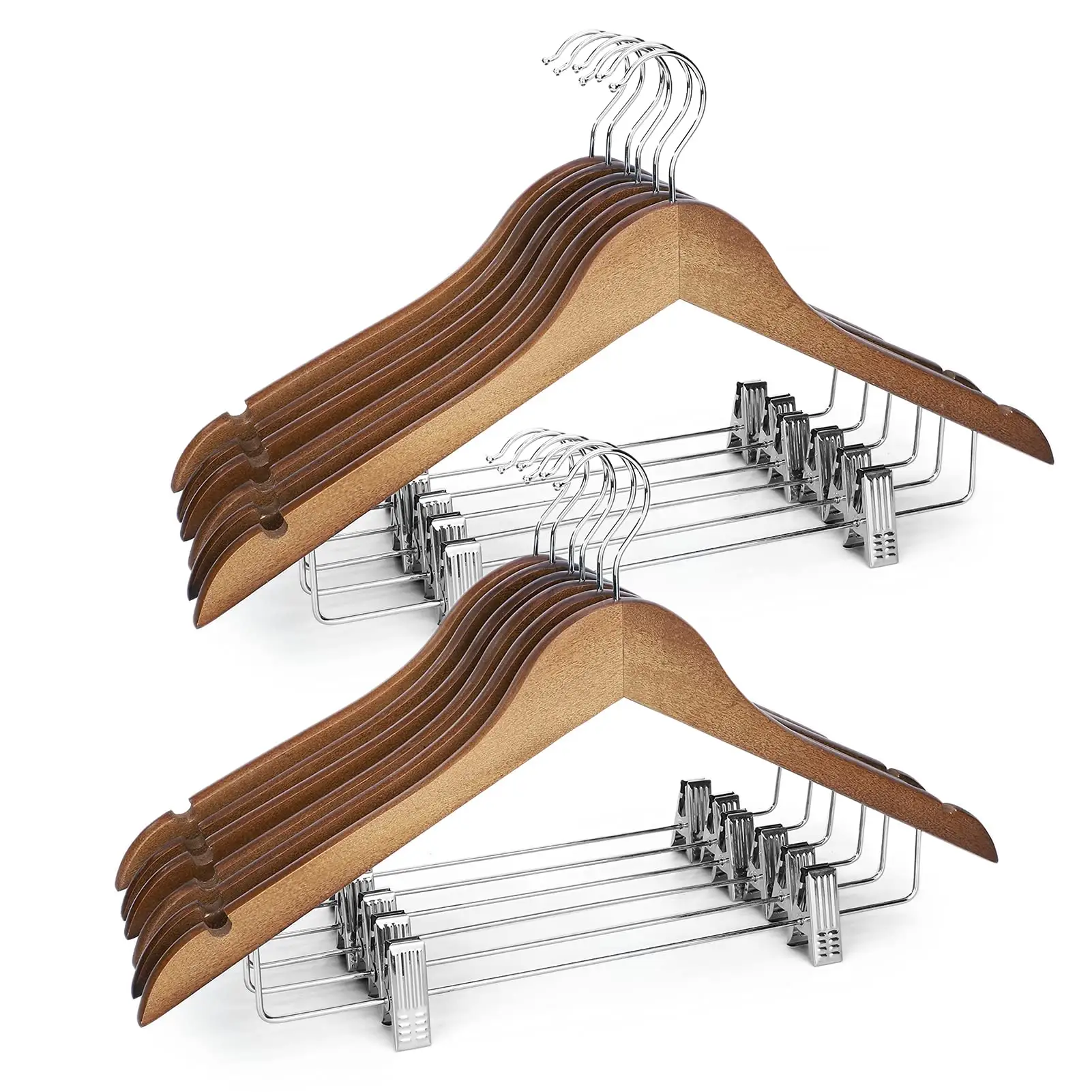 LEEKING Wholesale high quality clothing store hotel non slip personalize wood clothes hanger with clips