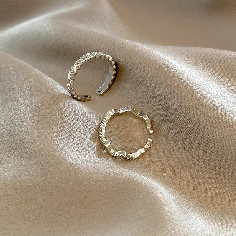 Nouveau argent plaqué réglable amoureux Couple anneau ensemble hommes femmes Festival mariage gemme bijoux cadeau