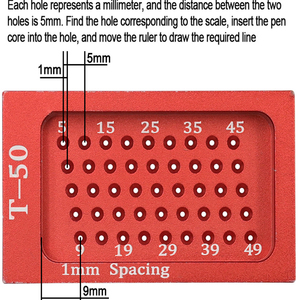 Ağaç İşleme delik konumlandırma aracı inç t-tipi Scriber ağaç İşleme için Ruler cetvel açı cetvel - Product Image 2