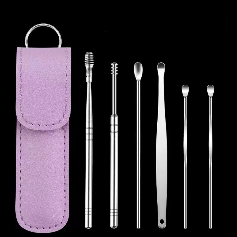 Reise größe Silber 6 Stück Edelstahl Ohrenschmalz Pick Tools Set Ohrenschmalz entfernungs reiniger Ohrenschmalz Pick Sticks