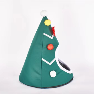 ペットと犬のクリスマスツリー猫ベッド屋内猫家テント取り外し可能な枕付きクリスマス洞窟ベッド - Product Image 2