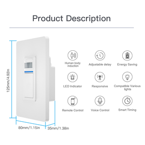 Interruptor de luz inteligente con Sensor de movimiento, interruptor de pared con WIFI, PIR, infrarrojo, de un solo polo - Product Image 5
