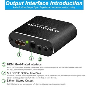 Doonjiey-extractor de audio HDTV, salida de fábrica, 4K, 60hz, 5,1 ARC Audio, salida independiente, estéreo - Product Image 4