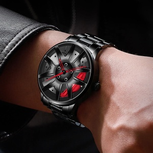 Süper serin tasarım siyah 3D tekerlek saatler erkekler bilek lüks spor stil üst jant araba izle Reloj araba - Product Image 4