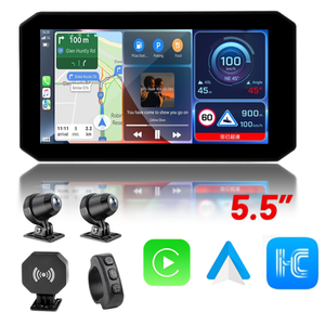 Schermo Touchscreen Impermeabile da 5.5 Pollici per Moto con Carplay, Doppia Fotocamera 1080p, Carplay Wireless, <span class=keywords><strong>Android</strong></span> Auto, Sistema di Navigazione <span class=keywords><strong>GPS</strong></span> - Product Image 1