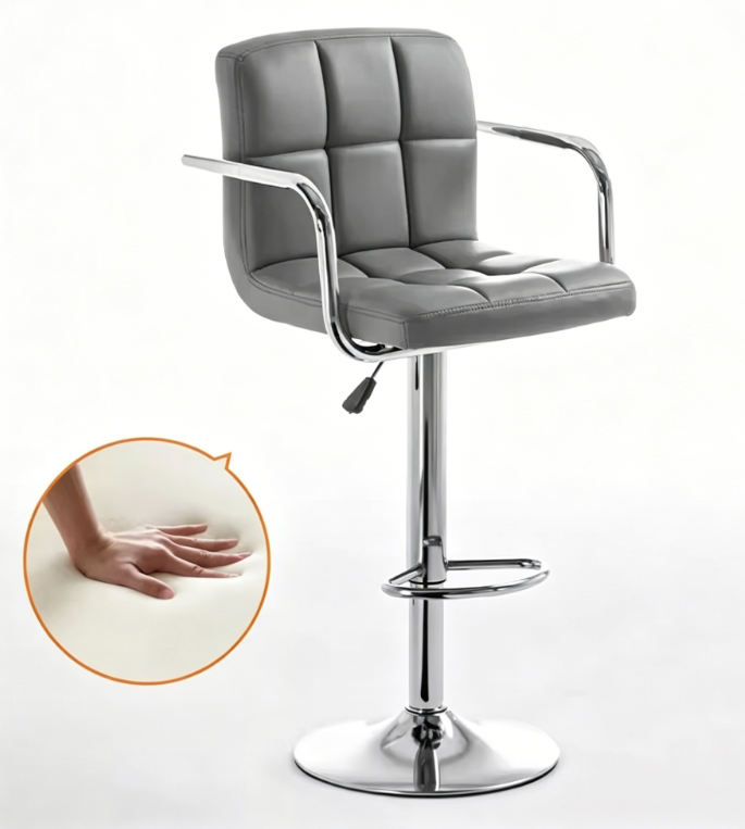 High 60-80cm-armrests-gray leather