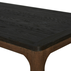 伍兹夫人矩形餐桌复古乡村深色黑色顶部实心橡木餐桌 - Product Image 3