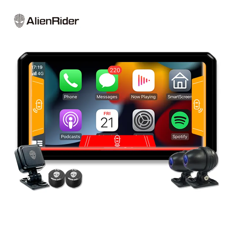 AlienRider M2 Pro moto Carplay Android navigazione automatica con Touch Screen 77GHz onda millimetrica Radar rilevamento angolo cieco