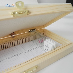 Caja de diapositivas preparada para microscopio de madera Caja de diapositivas preparadas de 50 piezas - Product Image 3