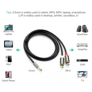 3,5mm a RCA, adaptador RCA macho a conector de audio auxiliar, carcasa metálica RCA Y Splitter RCA Cable auxiliar Cable 1/8 a conector RCA - Product Image 5