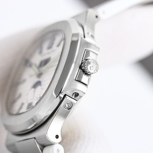 Sang trọng superclone mặt trăng giai đoạn xem với đầy đủ Lịch hiển thị bạc Thép không gỉ trường hợp trắng cao su dây đeo Hộp quà tặng - Product Image 5