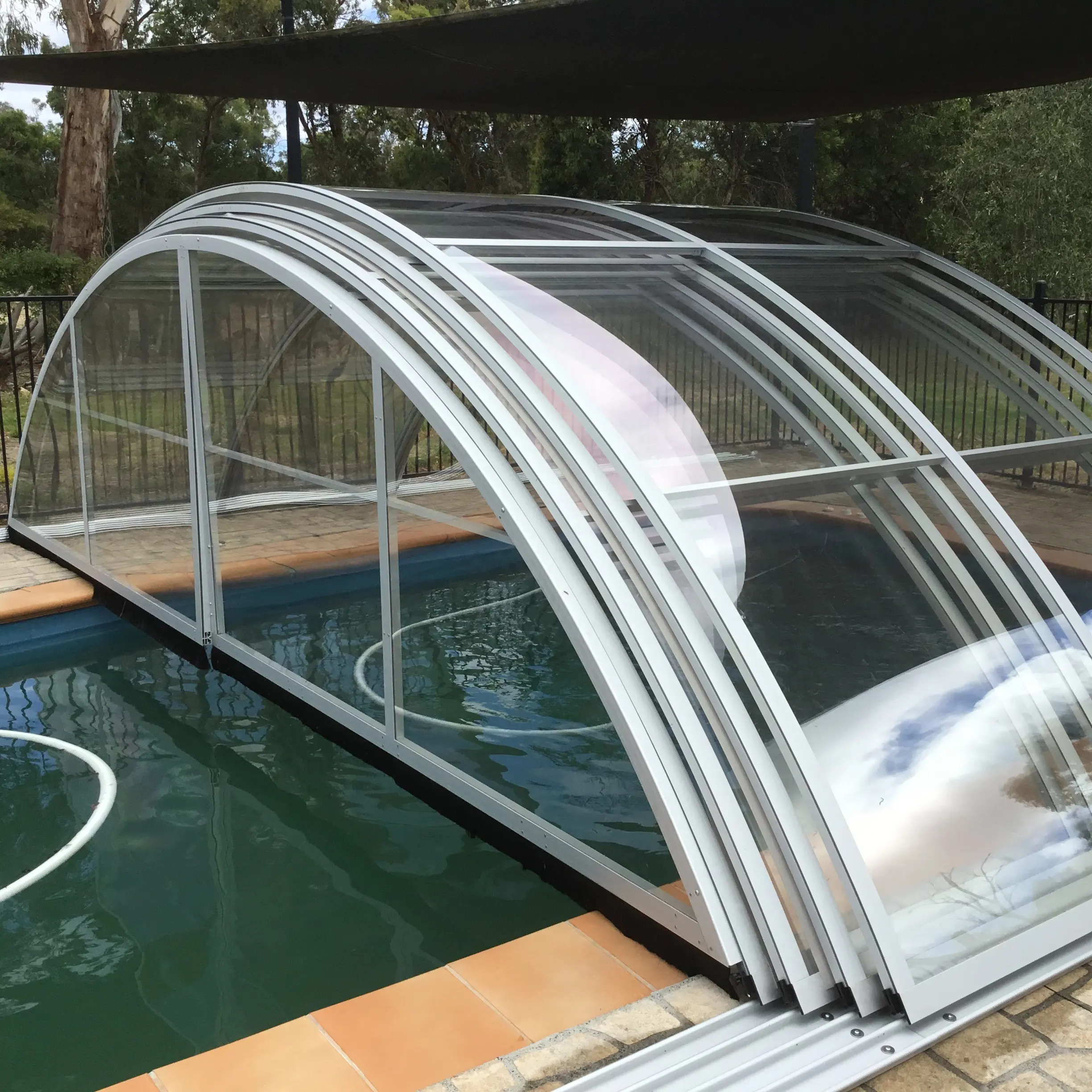 Couvertures de piscine en Polycarbonate, rétractable hors sol, boîtiers de piscine télescopiques