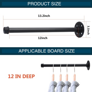 Industrieel Pijp Kledingrek Aan De Muur Gemonteerd Kledingrek Zware Rustieke Vintage Staal Black Metal Kleding Ophangstaaf - Product Image 2