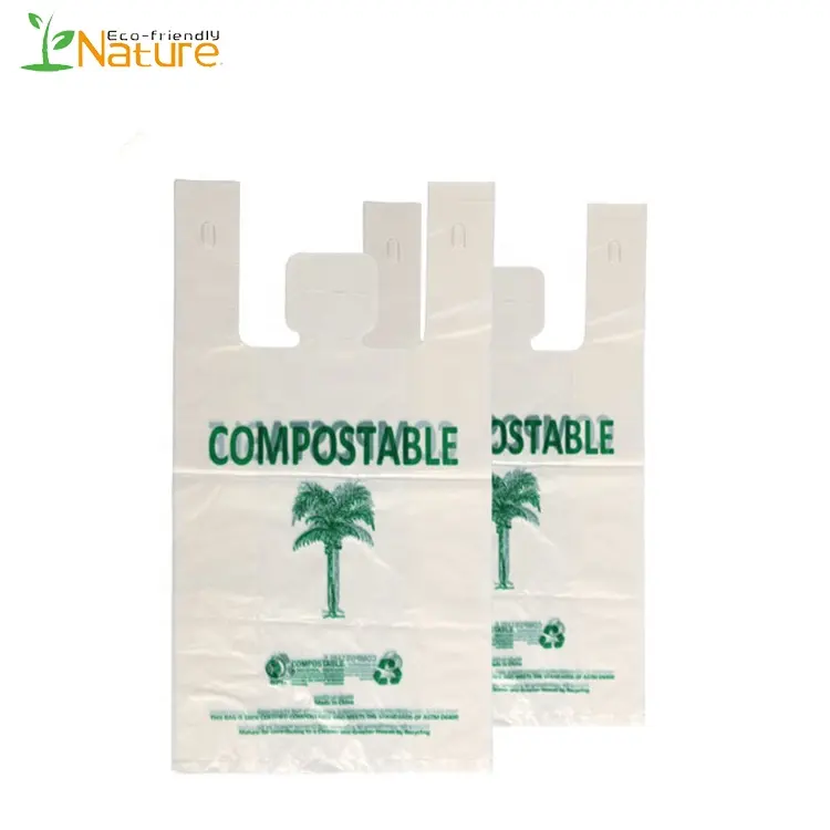 Wholesale Environment Friendly PLA Biodegradable Garbage Bag Trash Bag Supermarket Shopping T-shirt Bag