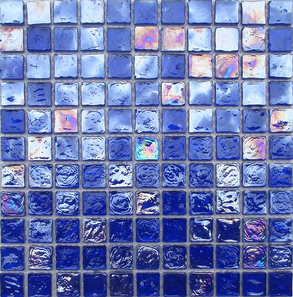 Blu iridescente di nuoto piscina piastrelle di vetro mosaico