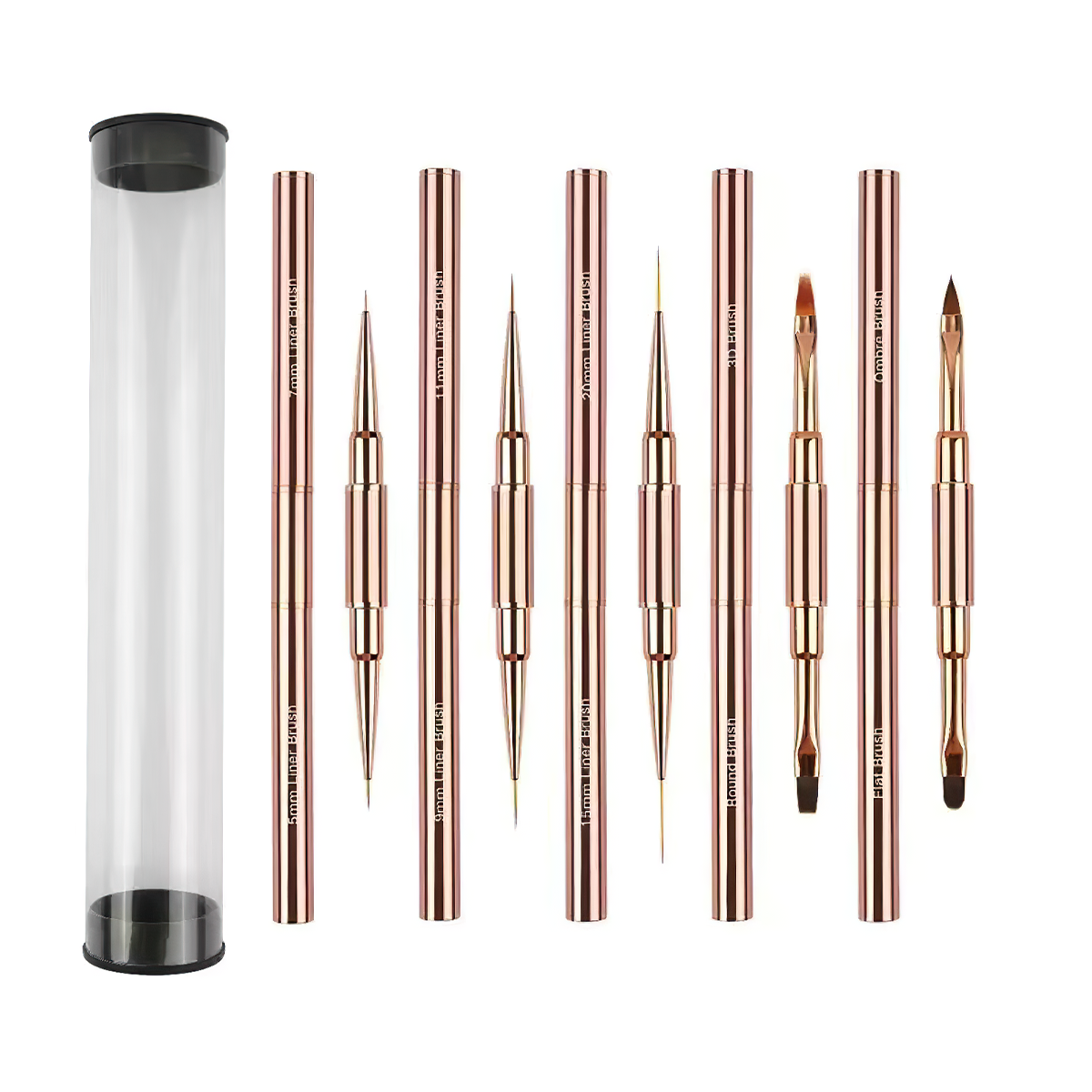 Set da cinque pezzi in oro rosa con fusto rotondo