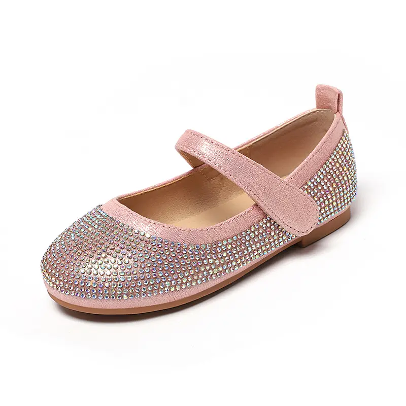 Fábrica al por mayor nueva moda niñas niños lindos zapatos de baile de cristal Rosa niñas princesa zapatos personalizados niñas zapatos de fiesta de boda