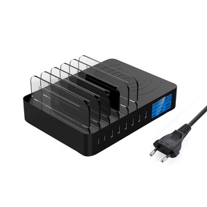 8-port USB şarj aleti 10W kablosuz şarj cihazı evrensel masaüstü şarj istasyonu LCD ekran - Product Image 1