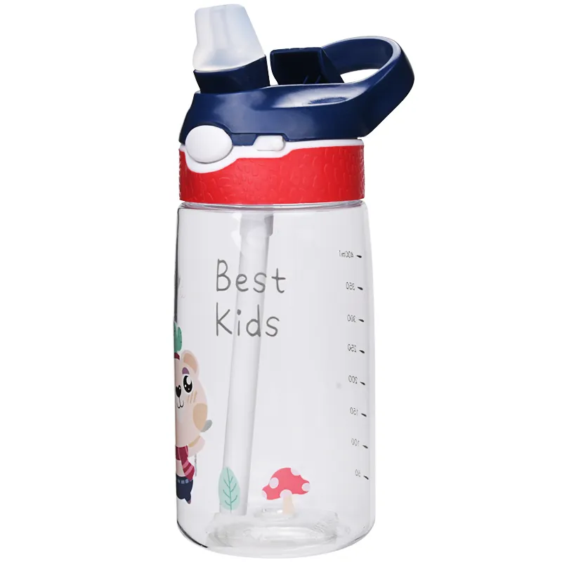 Aohea Botol Air Stainless Steel Ramah Lingkungan, Botol Air Hiking Plastik Modis untuk Anak-anak