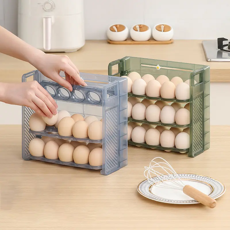 냉장고 주방 계란 주최자 냉장고 보관 용기 상자 용 식품 학년 3 층 대용량 계란 홀더