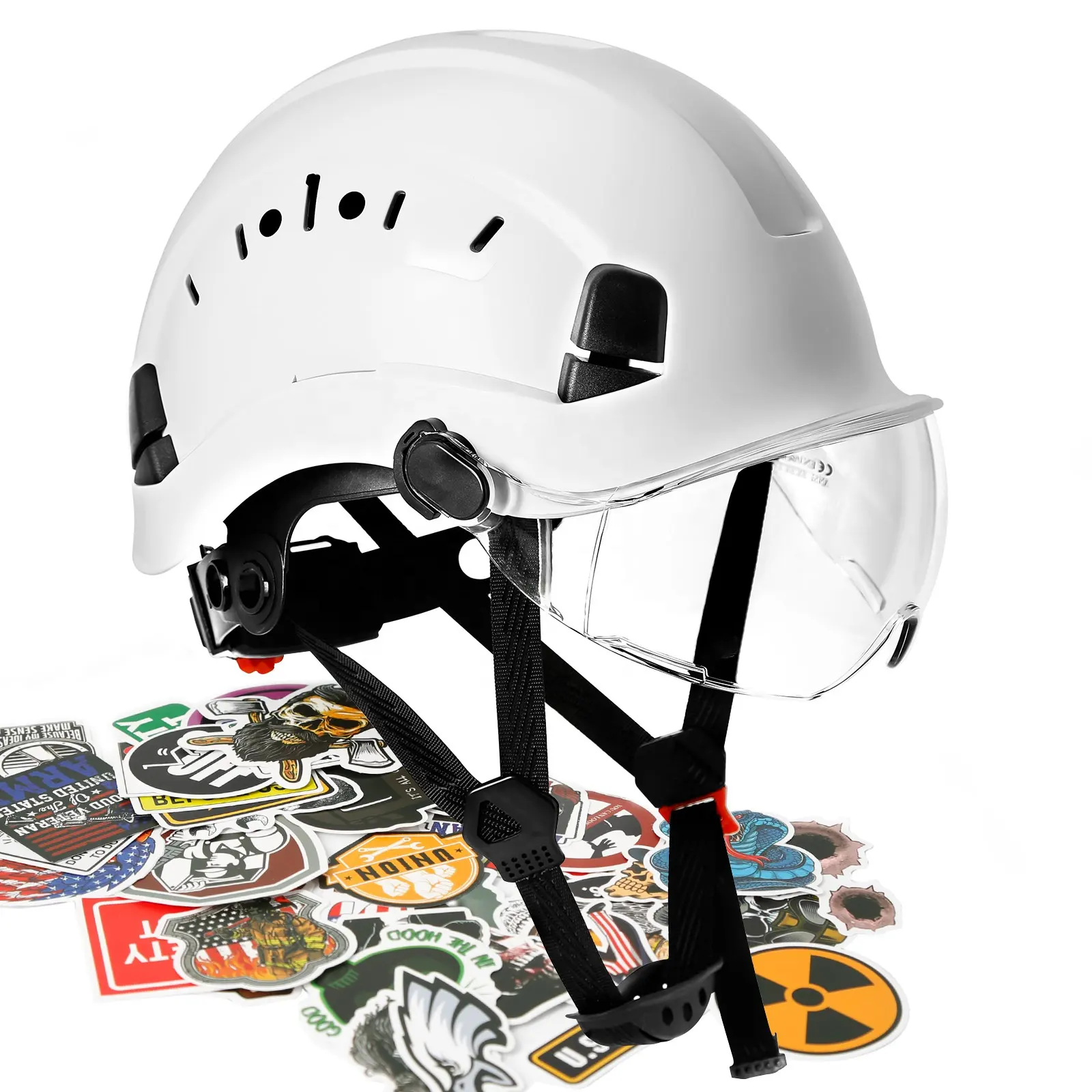 Safety Helmet with Goggles ABS Construction Work Cap Protective Hard Hat for Climbing Riding Outdoor Rescue Safety Helmets