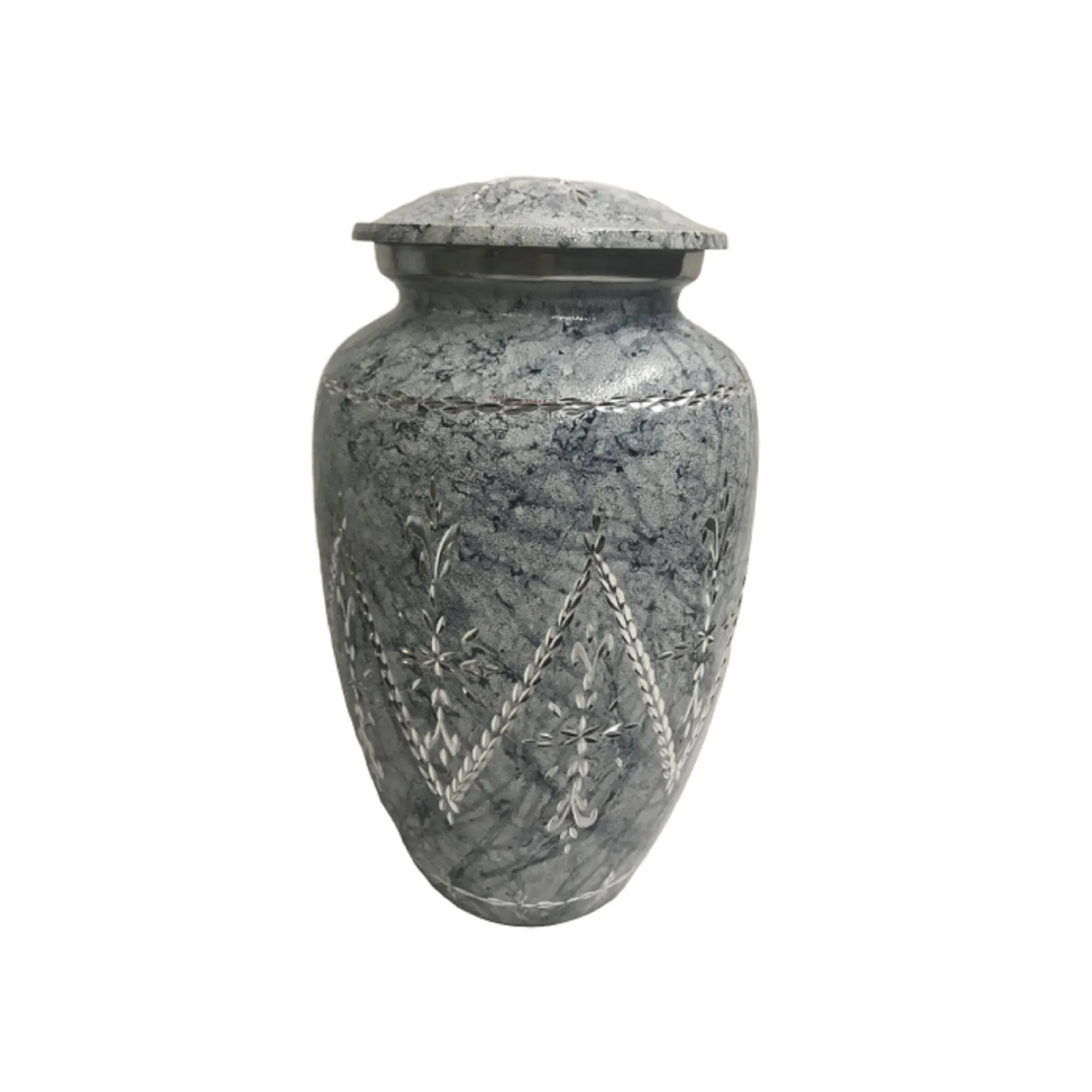 Urna de cremación metálica estructurada atenta, urna de cenizas de entierro grabada a mano exclusiva de calidad fina para decoración del hogar