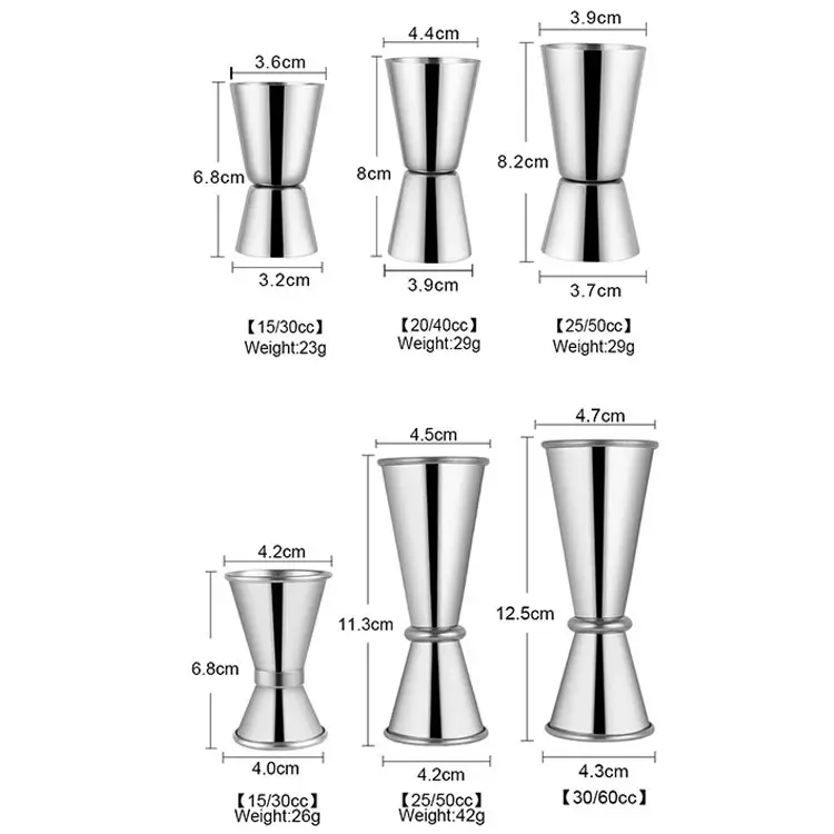 Mélangeur pour Bar à Cocktail, ustensile pour la mesure, verre à vin, Double jigging, boisson spiritueux, tasse