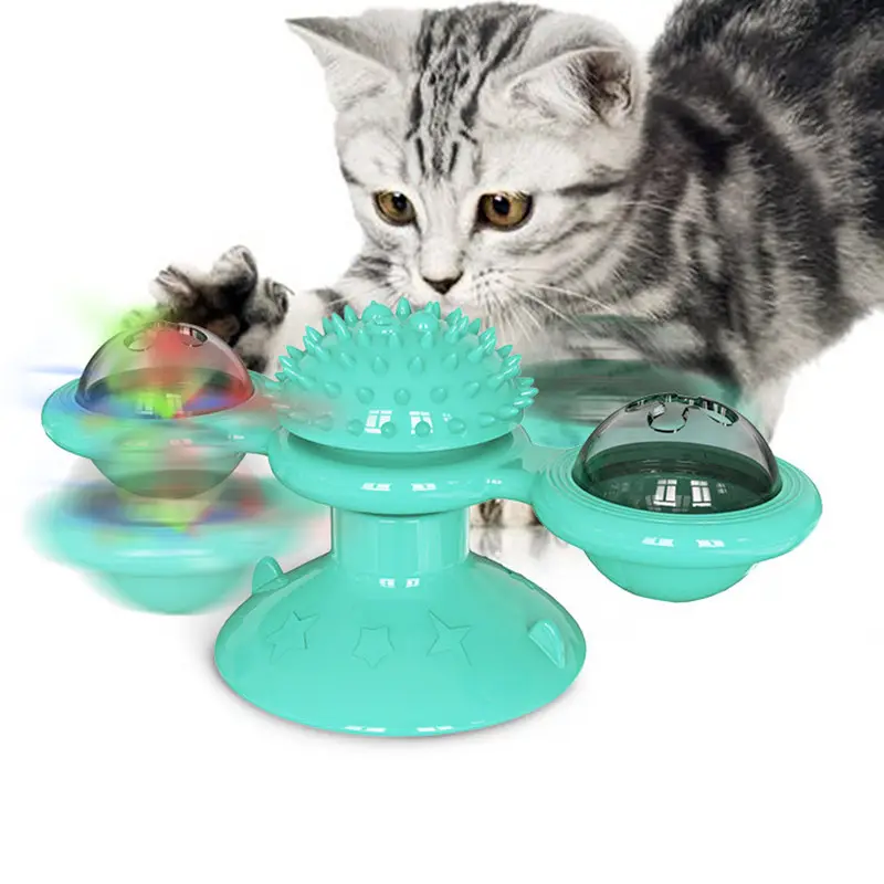 Cat Toy Turntable Interactive Cat Toys for Indoor Cats with Suction Cup Scratching Tickle