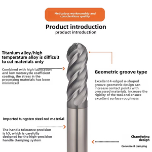 4-Flute Ball Mill <strong>Aerospace</strong> High-Temperature Alloy <strong>Cutter</strong> Difficult Cutting Titanium Alloy TC18-21 Nickel-Based for Milling - Product Image 5