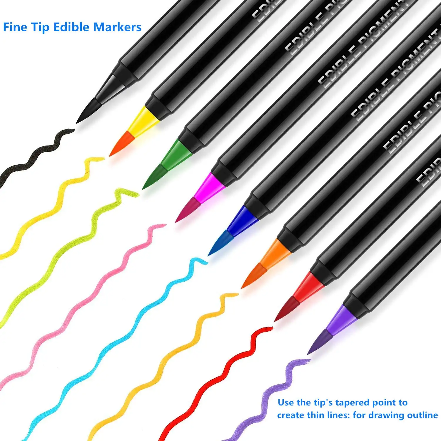 Surtidos Color de tinta comestible marcador pluma Baker pigmento marcador para los niños DIY comestible marcador