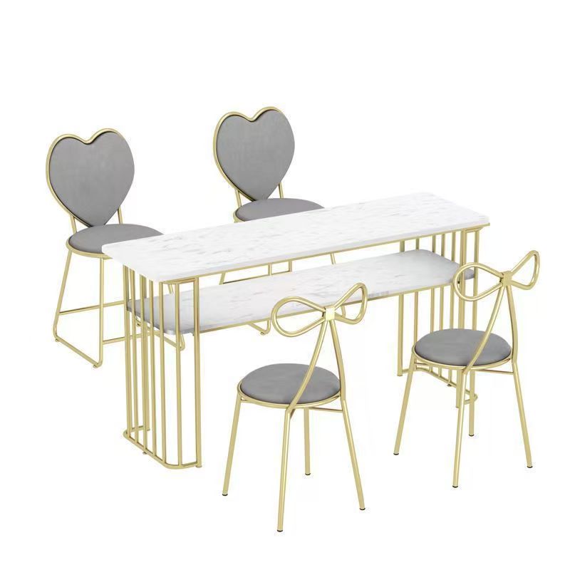Table double 120cm + chaise papillon 2 + chaise coeur 2