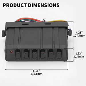 Ön kablolu 40A Max SPST açma/kapama Rocker geçiş anahtarı Panel kutusu 6 Gang 12V nokta otomatik otomotiv ışıkları için LED Rocker anahtarı kutusu - Product Image 2