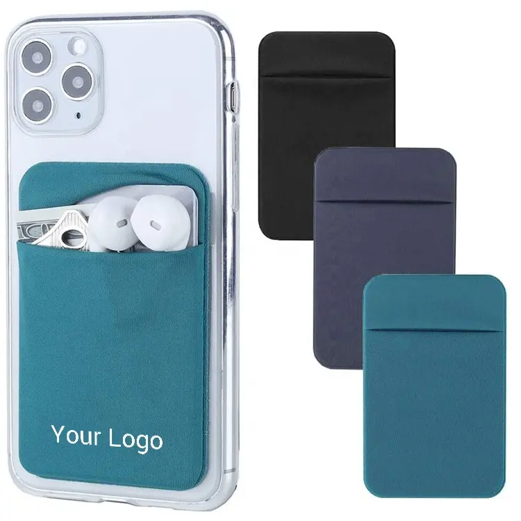 Тонкий эластичный кошелек из микрофибры с держателем для карт, самоклеящийся карман для смартфона, держатель для кредитных карт для телефона