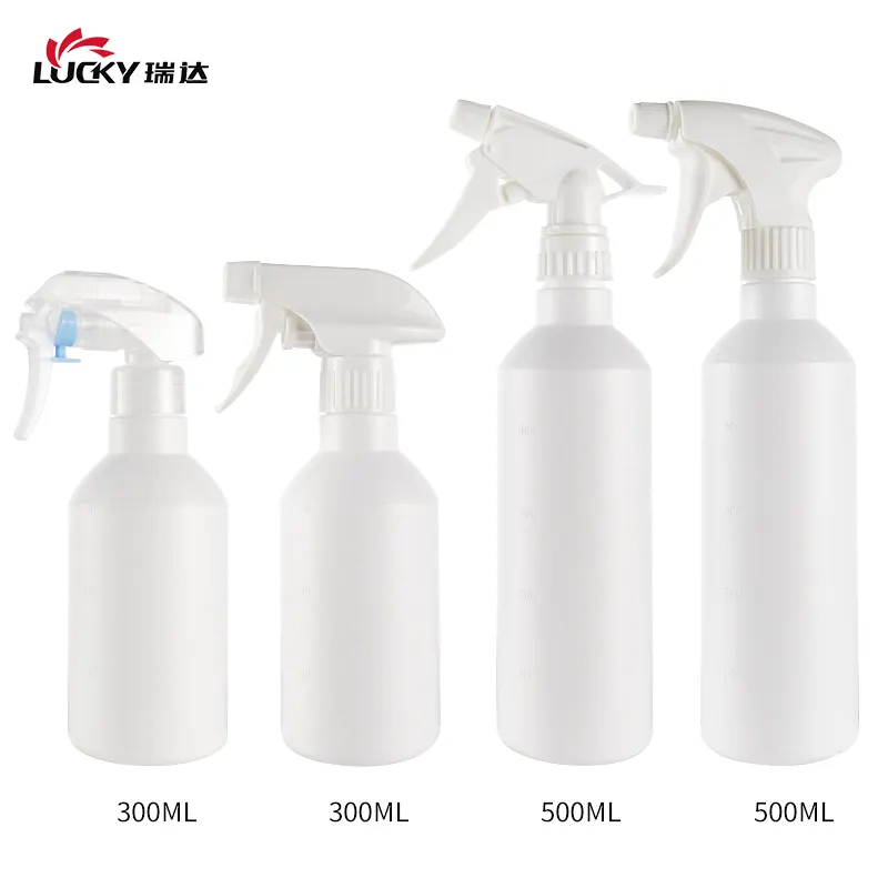 Botella vacía de plástico HDPE personalizada para limpieza del hogar, detergente líquido para lavar el coche, gatillo de mano, espray, color blanco, 300ML, 500ML